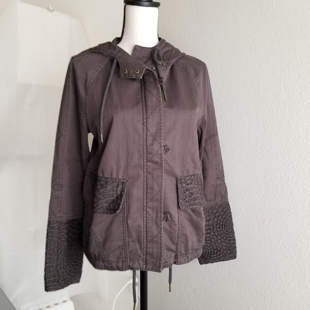 Anthropologie Hei Hei gray military/lace jacket